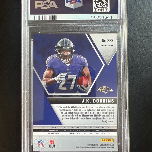 2020 Panini Mosaic J.K. Dobbins CAMO PINK  Gem MT 10 - Picture 2 of 2